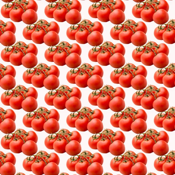 Ντομάτες Ένα Κλαδί Λευκό Φόντο Μοτίβο Επίπεδη Διάταξη Πρότυπο Διαφήμιση — Φωτογραφία Αρχείου
