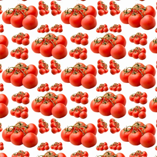 Ντομάτες Ένα Κλαδί Λευκό Φόντο Χωρίς Ραφή Μοτίβο Επίπεδη Διάταξη — Φωτογραφία Αρχείου