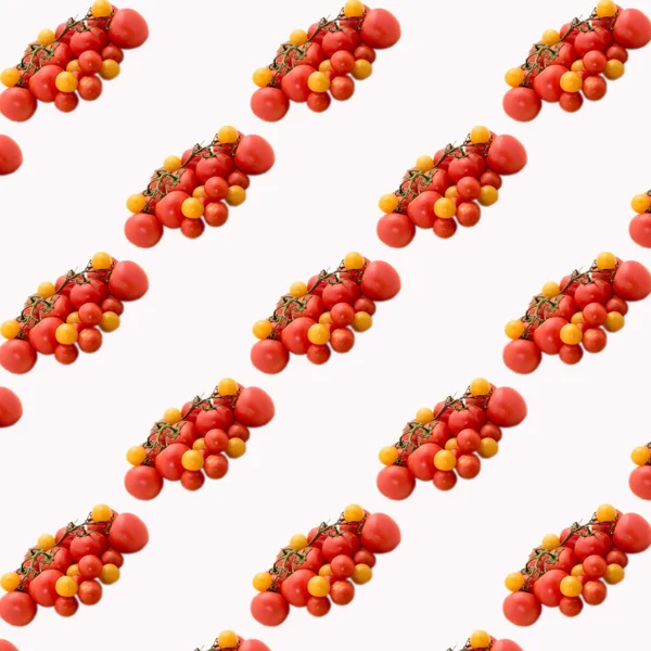 Pomidory Gałęzi Białym Tle Wzór Płaski Układ Szablon Reklama Baner — Zdjęcie stockowe