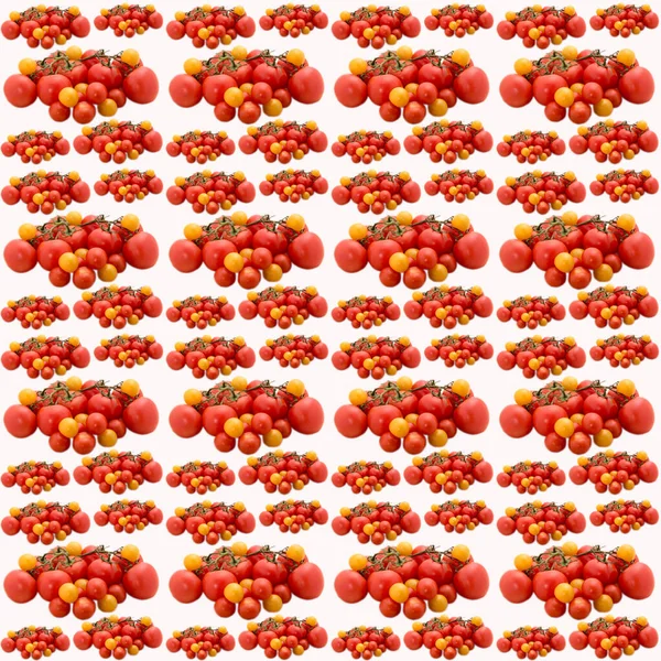 Tomaten Auf Einem Zweig Auf Weißem Hintergrund Muster Flaches Layout — Stockfoto