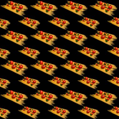 Siyah zemin, desen, yakın çekim, şablon, pankart, düz yerleşim, reklam, duvar kağıdı üzerine domates dereotu.