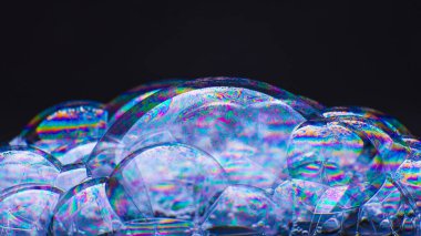 Soyut desenli sabun köpükleri, yakın çekim, makro, doku, kalıp, kopyalama alanı