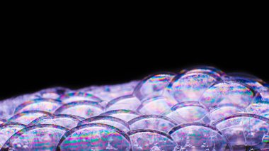 Soyut desenli sabun köpükleri, yakın çekim, makro, doku, kalıp, kopyalama alanı