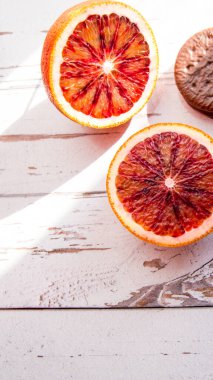 Kırmızı portakallı kurabiyeler çikolata kremalı, yakın plan, kopyalama alanı, şablon, kartpostal, arka plan, makro fotoğrafçılık