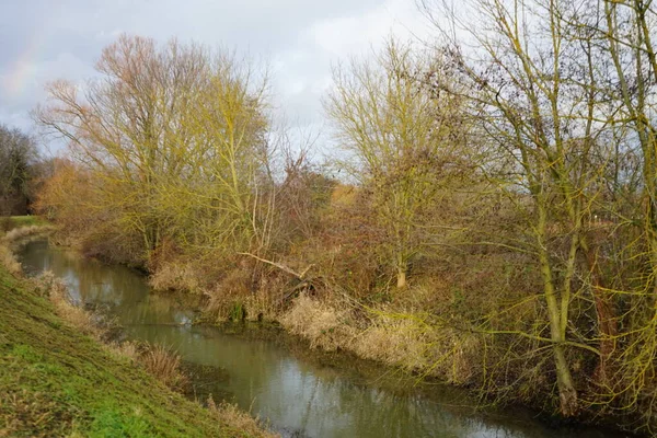 Prachtig Landschap Omgeving Van Rivier Wuhle December Marzahn Hellersdorf Berlijn — Stockfoto