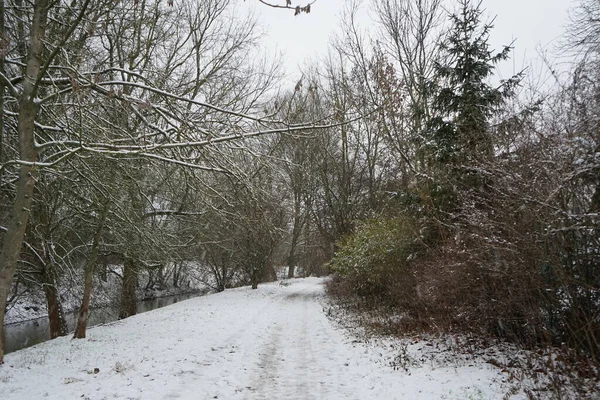 Schnee Der Nähe Der Wuhle Januar Schöne Winterlandschaft Marzahn Hellersdorf — Stockfoto