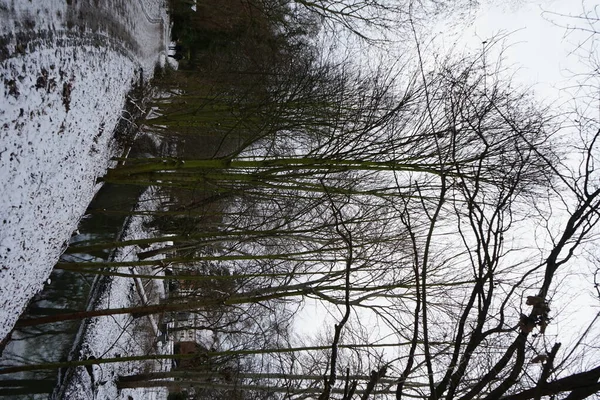 Снежный Пейзаж Реки Иль Феврале Марбан Мбаппе Берлин Германия — стоковое фото