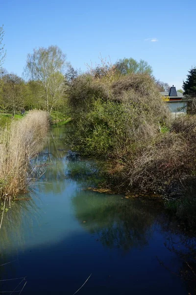 Vista Del Fiume Wuhle Poco Profondo Una Giornata Sole Primaverile — Foto Stock