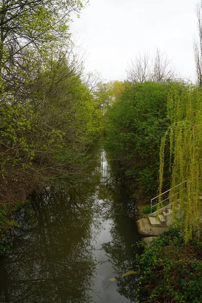 Uitzicht Ondiepe Rivier Wuhle Berlijn Duitsland — Stockfoto