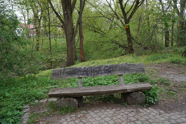 Bench Bij Rivier Wuhle Marzahn Hellersdorf Berlijn Duitsland — Stockfoto