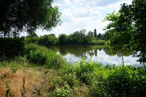 Vista Del Lago Wuhlesee Día Soleado Verano Kaulsdorf Berlín Alemania — Foto de Stock