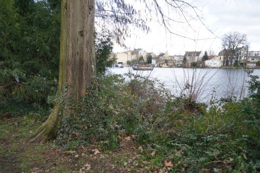 A beautiful cityscape with the Dahme River in February seen in the Koepenick district of Berlin, Germany, Europe. The Dahme is a river that flows through the German states of Brandenburg and Berlin.