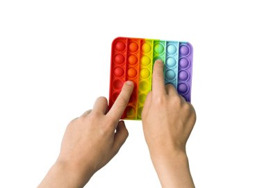 Stres önleyici oyuncaklar beyaz arka planda izole edilir..