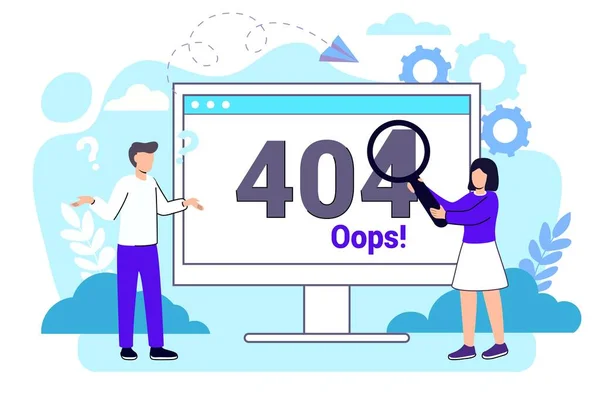 404 Errore Pagina Non Trovato Concetto Illustrazione Persone Che Utilizzano — Vettoriale Stock