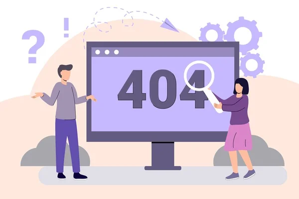 404 Fehlerseite Nicht Gefunden Konzept Illustration Von Menschen Mit Laptops — Stockvektor
