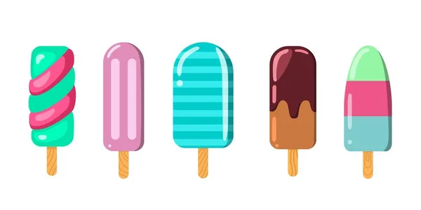 Conjunto Helado Popsicle Vector Concepto Ilustración — Vector de stock