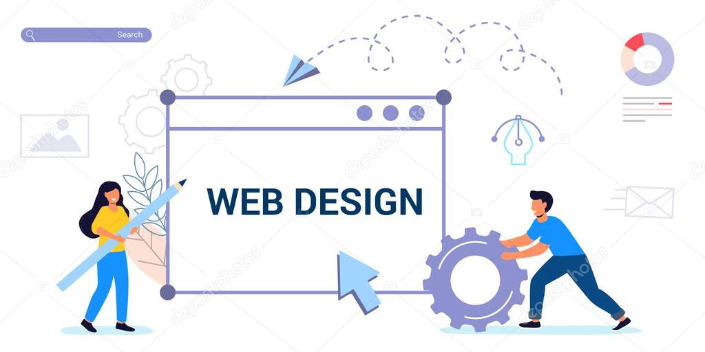 Building website project as programming homepage process Tiny person Modern vector illustration concepts for website and mobile website development Search information online in internet websites