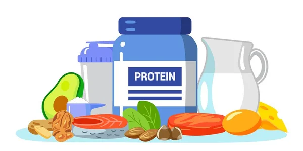 Ilustracja Wektora Białka Aminokwasowe Menu Żywności Osób Pojęcie Białko Zawierające — Wektor stockowy