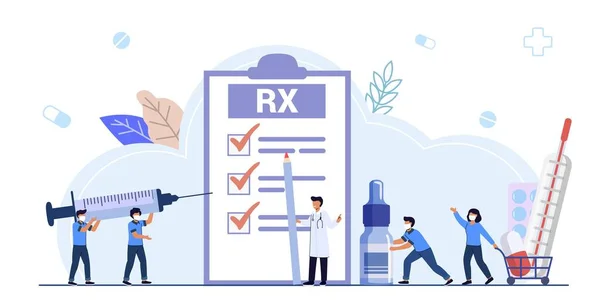 Prescripción Médica Vector Drogas Concepto Ilustración Medicina Prescripción Con Medicamentos — Vector de stock