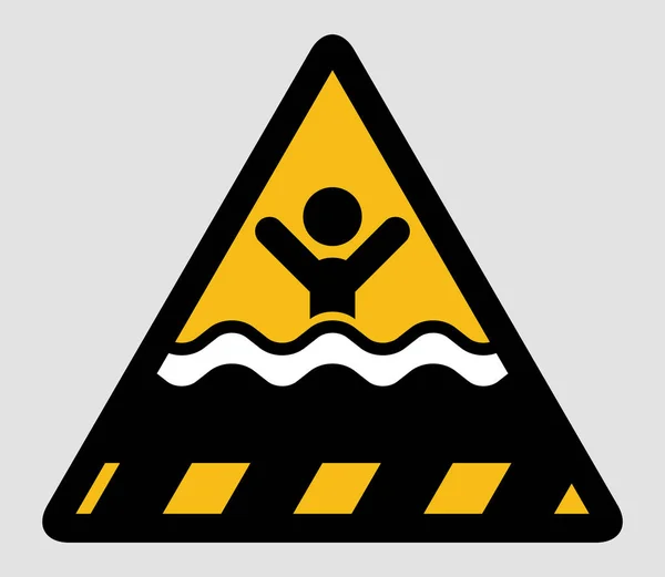 深海シンボルの概念を警告します プール ドック 湖または港への鋭い落下を示す危険警告標識 Eps10ベクトル図を白色背景に分離 — ストックベクタ