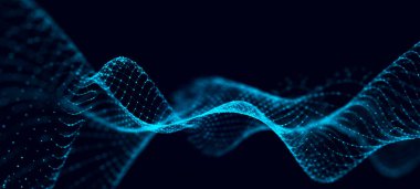 Geometrik arka planda çokgenleri birbirine bağladım. Sibernetik parçacıklar ağ bağlantısı 3d .