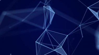 Hareketli çizgiler ve noktalarla soyut bir arkaplan. Ağ bağlantısı yapısı. Bilgi alışverişi. 3B kusursuz döngü.