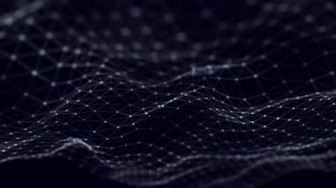 Noktalar ve çizgilerin ağ bağlantısının yapısı. Veri teknolojisi. 3 boyutlu görüntüleme. Kusursuz döngü.