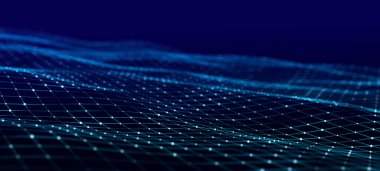 Geometrik arka planda çokgenleri birbirine bağladım. Sibernetik parçacıklar ağ bağlantısı 3d .