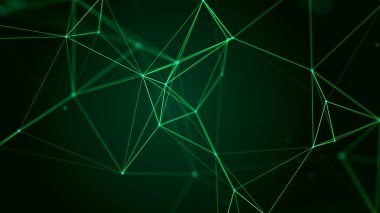 Uzayda üçgen şekillerin dağılımı. Ağ bağlantısı yapısı. Büyük veri dijital arkaplanı. Üç Boyut .