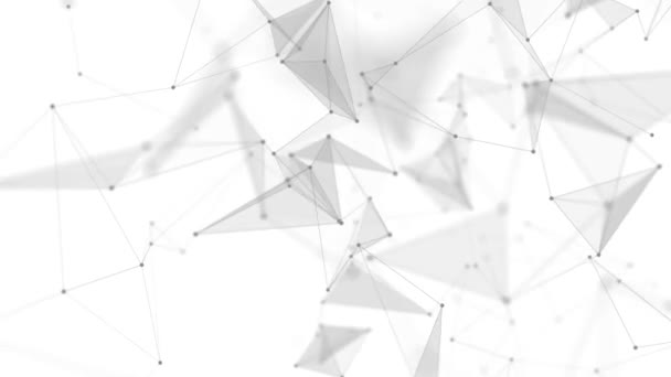Abstrakter Weißer Hintergrund Mit Beweglichen Linien Und Punkten Netzwerkverbindungsstruktur Datenaustausch — Stockvideo
