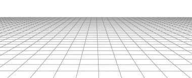 Soyut kablo çerçevesi. Beyaz arkaplanda vektör perspektif ızgarası. vektör illüstrasyonu.