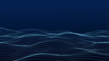 Teknolojik puanlar dalgası. Dijital arka plan. Büyük veri görselleştirmesi 3d canlandırması.