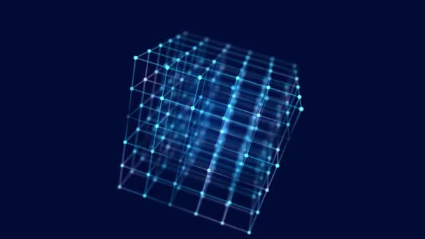 Технологія зберігання даних. Абстрактний фон з кубиком. Передача інформації. 3D візуалізація. Безшовна петля . — стокове відео