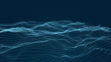 Teknolojik puanlar dalgası. Dijital arka plan. Harika veri görselleştirme.. 3 boyutlu kusursuz döngü.