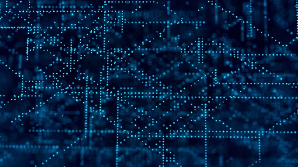 Data binding cells. Digital blockchain concept and information transmission system. 3D .