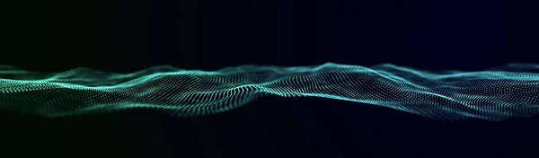 Hintergrund Des Abstrakten Technologiestroms Digitale Dynamische Welle Von Punkten Netzwerkverbindungsstruktur — Stockfoto
