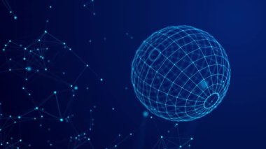 Bağlantı noktaları olan küre. Global Connection Teknoloji. Bilgi birikimleri. 3B görüntüleme.
