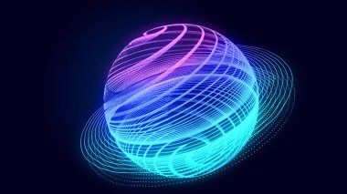 Sanal bilgi alanı. Parçacık siber uzayda akıyor. Üç Boyut