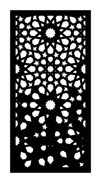 Cancello, modello vettoriale di arte islamica. Modello decorativo CNC, design jali. Taglio laser arabo islamico. Schermo di ombra, recinzione di privacy, divisore, cancello — Vettoriale Stock