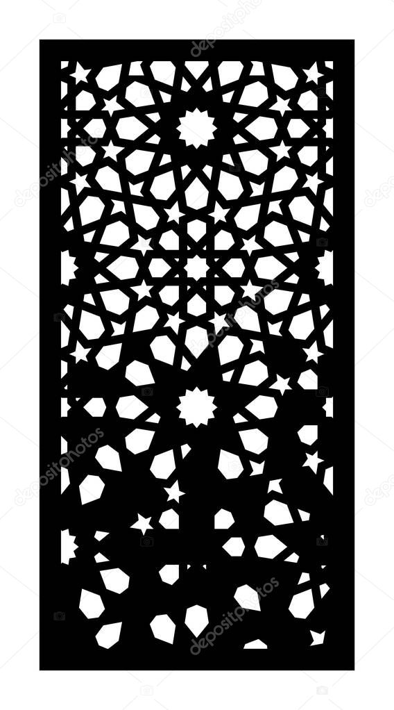Gate, islamic art vector template. Cnc decorative pattern, jali design. Islamic, arabic laser cut. Shade screen, privacy fence, divider,gate