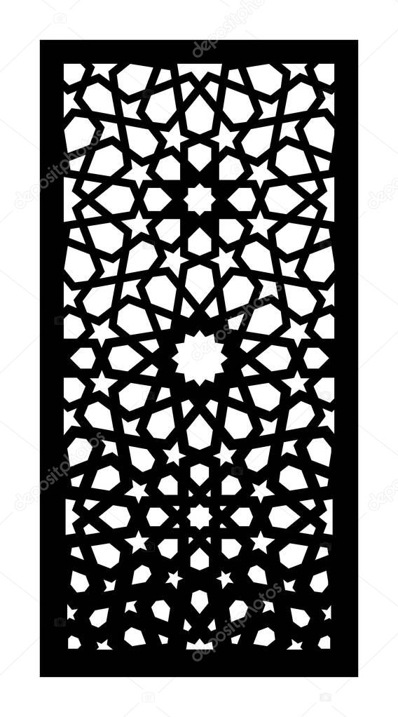 Laser cut vector panel, screen, fence, divider. Cnc decorative pattern, jali design, interior element. Islamic , arabic laser cut . Shade screen, privacy fence template