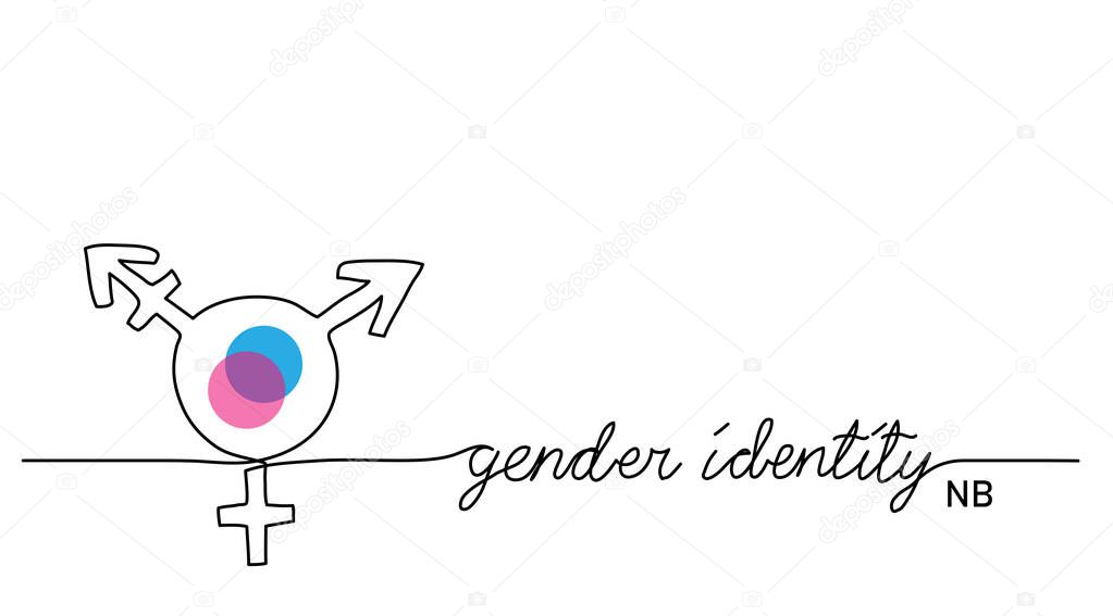 Gender identity vector sign. Nonbinary enby, NB, non-binary, genderqueer, androgynous symbol or icon