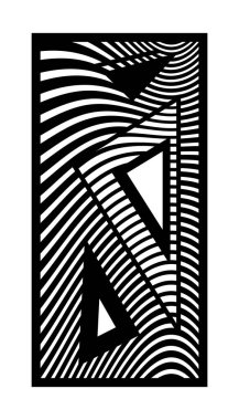 Çizgiler ve üçgenlerle Cnc deseni. Dekoratif panel, ekran, duvar. Lazer kesim için vektör cnc paneli. İç bölme şablonu, oda ayırıcı, gizlilik çiti