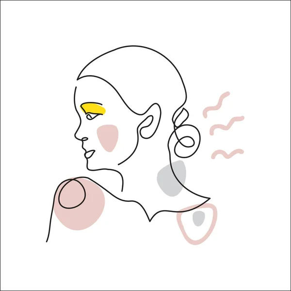 Meisje gezicht lijn kunst. Hedendaags portret, surrealistisch gezicht, vectorillustratie. Moderne lijn kunst patroon van de vrouw voor decor — Stockvector