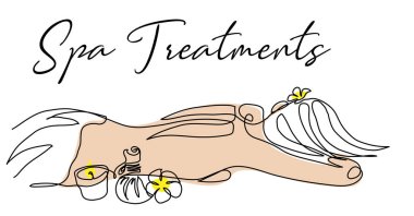 Tabelada, afişte, posterde, arka planda Tayland masajı temsilciliği. Kadınlar geri döndü, mum, bitki torbası, çiçek. Spa konsepti. Devamlı bir Tayland masajı sanatı.