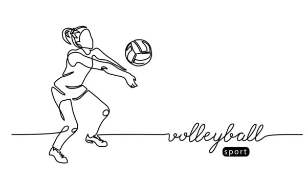 Jogador de voleibol. Menina, mulher ilustração vetor abstrato, fundo, banner, cartaz. Desenho de arte de uma linha de jogador de voleibol —  Vetores de Stock