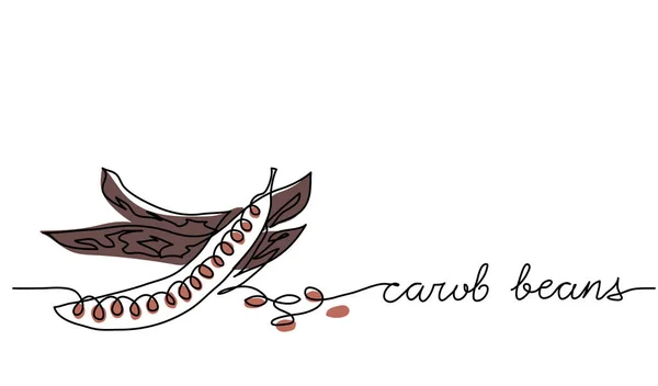 Carob beans ilustração vetorial. ilustração de arte de desenho de uma linha com alfarroba de letras — Vetor de Stock