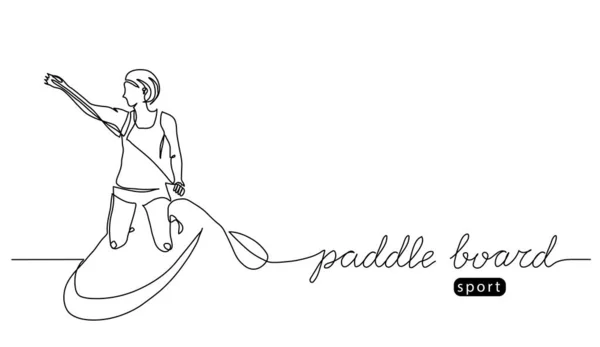 Paddle board vetor ilustração. Uma linha de desenho de arte com lettering paddle board — Vetor de Stock