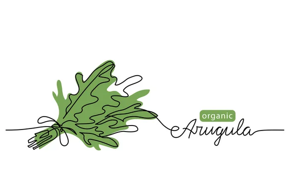 Αρουγκούλα, ένα μάτσο ρούκολα απλό διανυσματικό σχέδιο. Ένα συνεχές πλαίσιο τέχνης γραμμή με χαρακτήρες ρόκα — Διανυσματικό Αρχείο