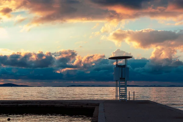 Lifeguard Observation Tower Beach Sunset Nin Croatia — Stock Photo, Image